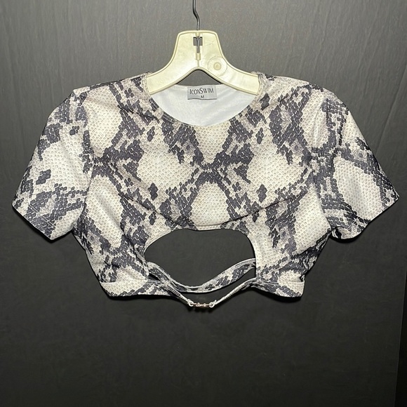 ICON SWIM Snakeskin crew neck swim top in women’s size Medium - Picture 2 of 8